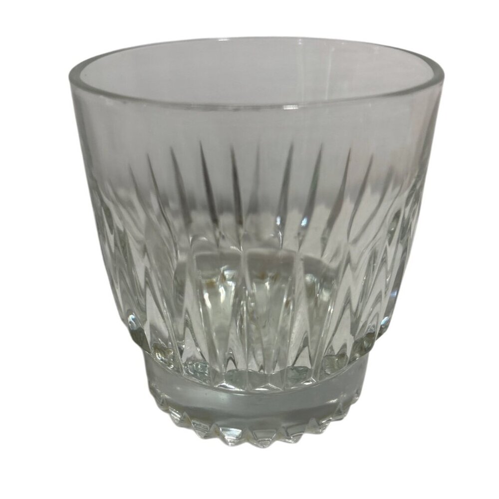 Glass Whiskey Tumbler Diamond Cut Pattern Clear Vintage 3.5" Tall